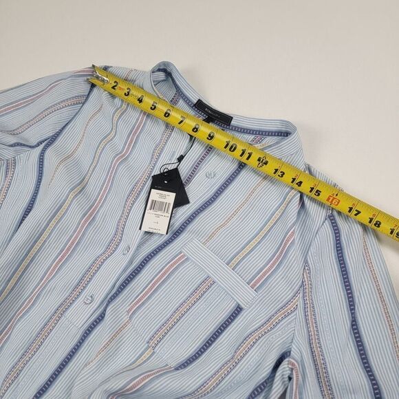 BCBGMaxAzria Lucile Shadow Blue Button Up Stripe Shirt Style Dress Sz Large NWT - Picture 9 of 13